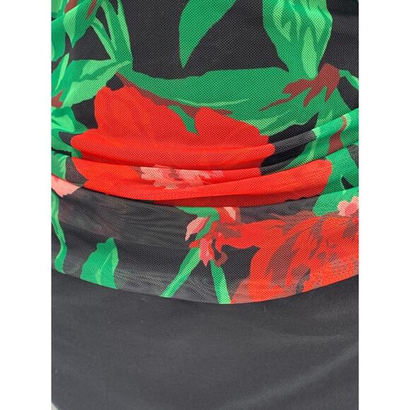 AFRM Women'S Black-Red Floral Delos One-Shoulder Cutout One-Piece Bodysuit SZ XS - Picture 7 of 10